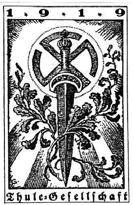 Emblem der Thule Gesellschaft, eine rassistische okkulte Vereinigung zu deren Mitgliedern u.a. auch Karl Harrer zhlte
