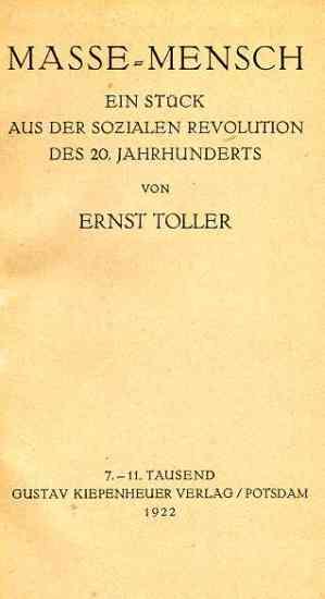 Titelblatt: Ernst Toller, Masse Mensch