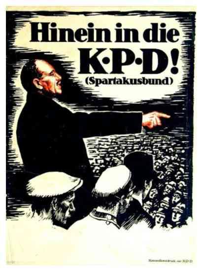 Propagandaplakat der neugegrndeten KPD mit einer Darstellung von Karl Liebknecht
