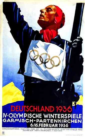 Werbeplakat fr die Olympischen Winterspiele in Garmisch-Partenkirchen