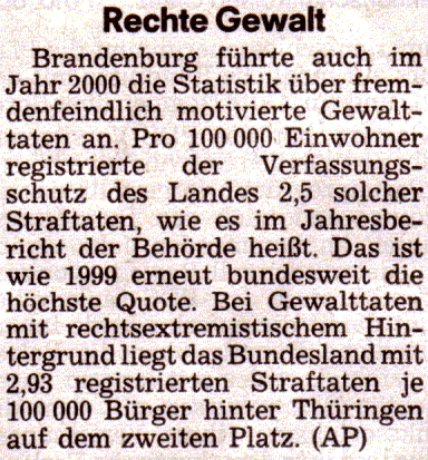 Ausschnitt aus Nrnberger Nachrichten vom 28.04.2001