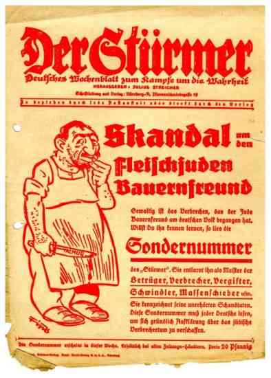 Der Strmer, Werbeblatt fr eine Sondernummer der antisemitischen Zeitung, Herausgeber: Verlag Der Strmer